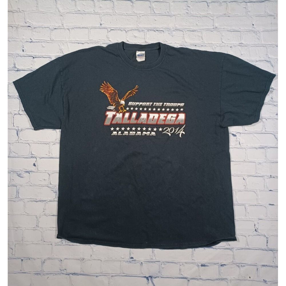 Talladega Shirt Mens 2XL Black Double Sided Support‎ the Troops 2014 Eagle